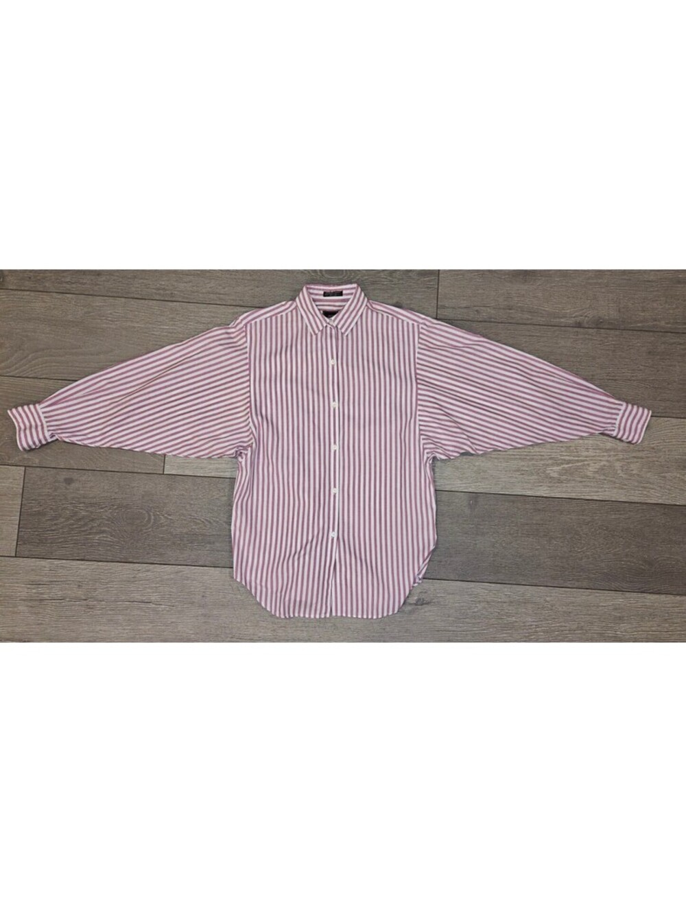 John Henry Size 8 Light Purple White  Striped  Button Up Batwing Sleeve Vintage